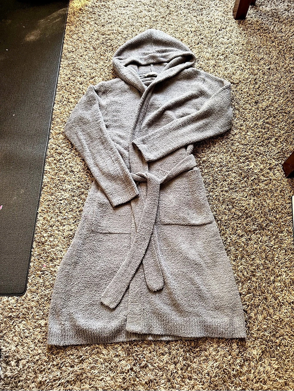 Little Giraffe "Dolce" Hooded Plush Knit Robe Taupe Gray M/L